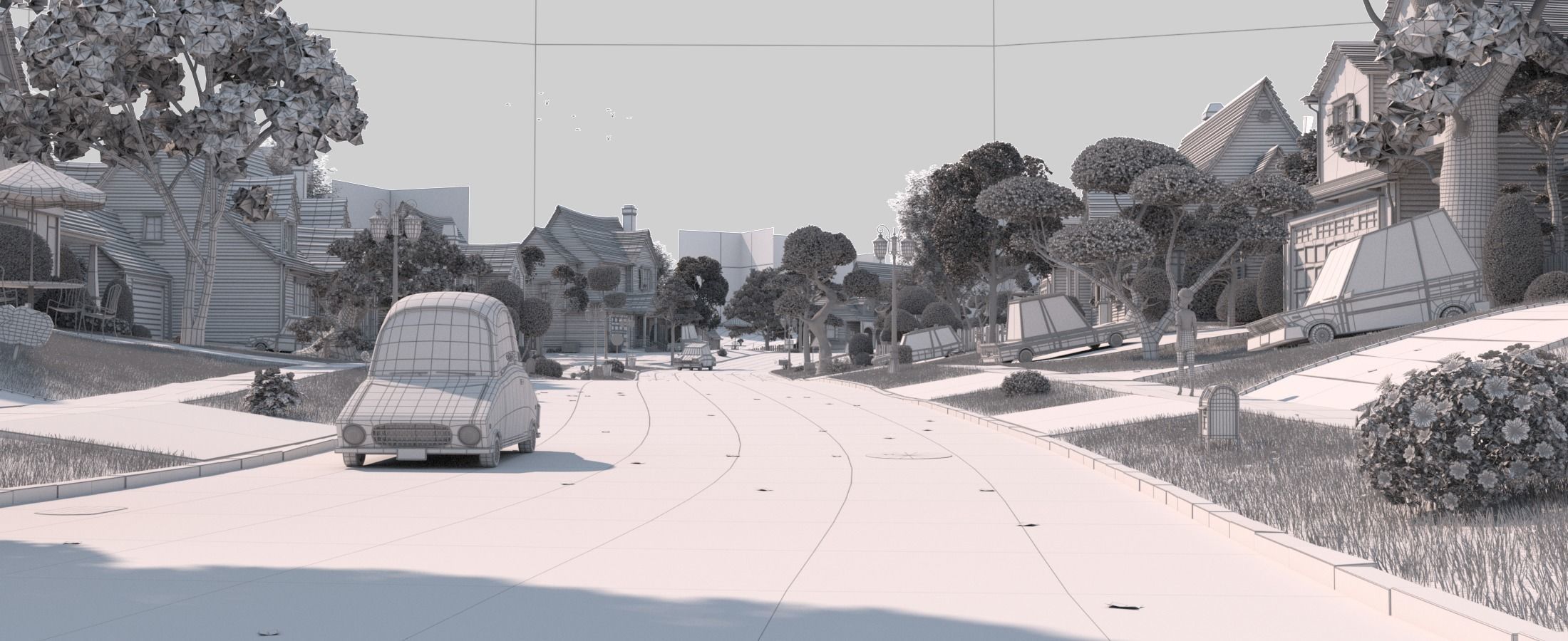 Cartoon Town Home Exterior Scene 3D model_52