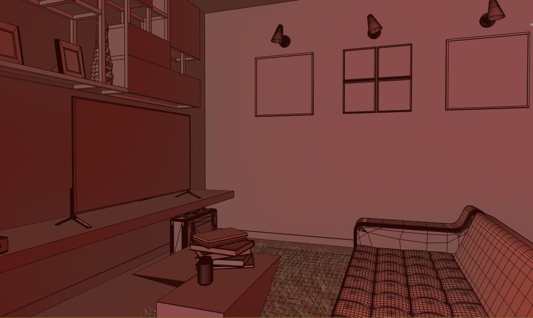 Architectural Interior Scene - Living Room Free 3D model_3