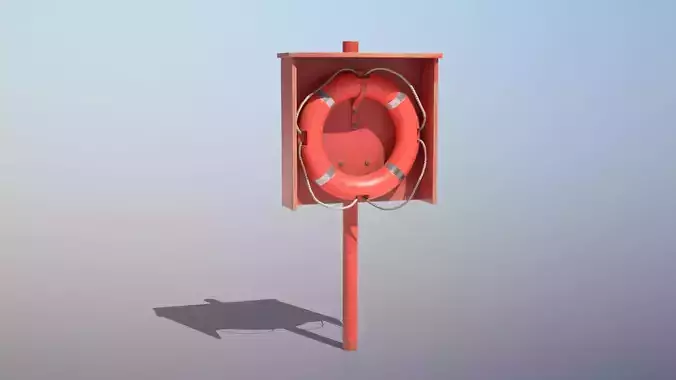 Lifebuoy On Holder  Low-poly 3D model