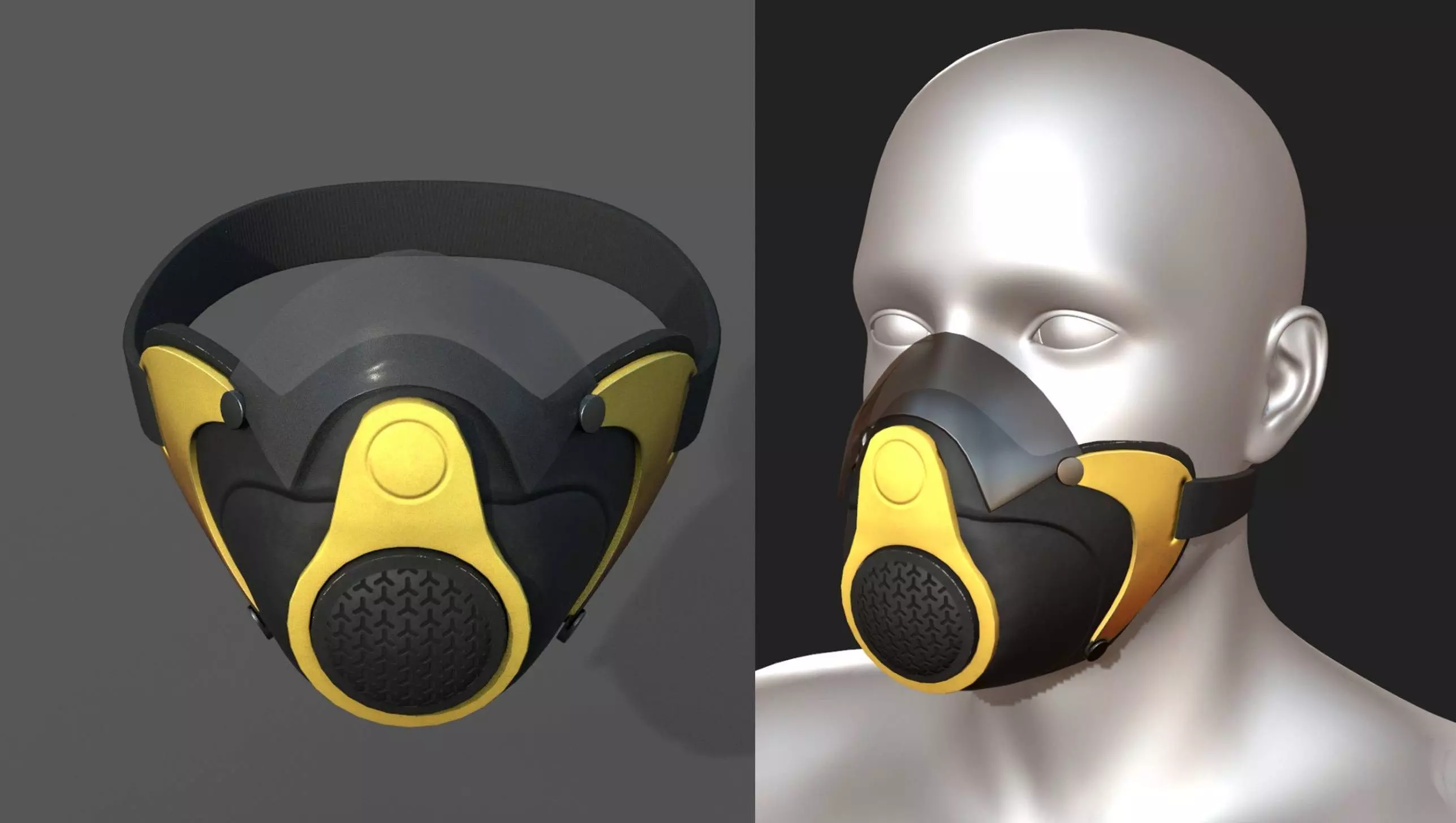 Gas mask protection futuristic technology fantasy 3d  Low-poly 3D model_0