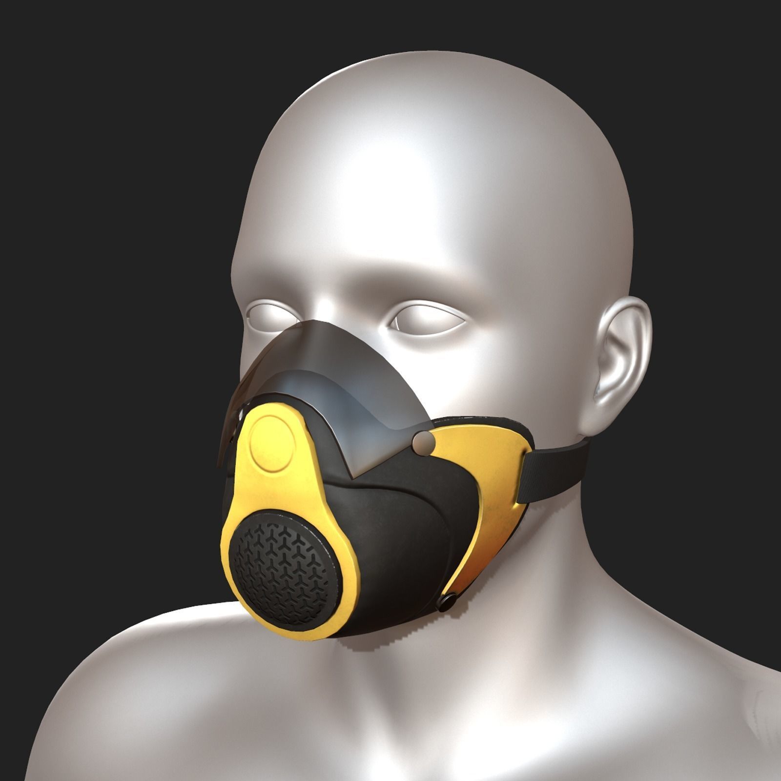 Gas mask protection futuristic technology fantasy 3d  Low-poly 3D model_2