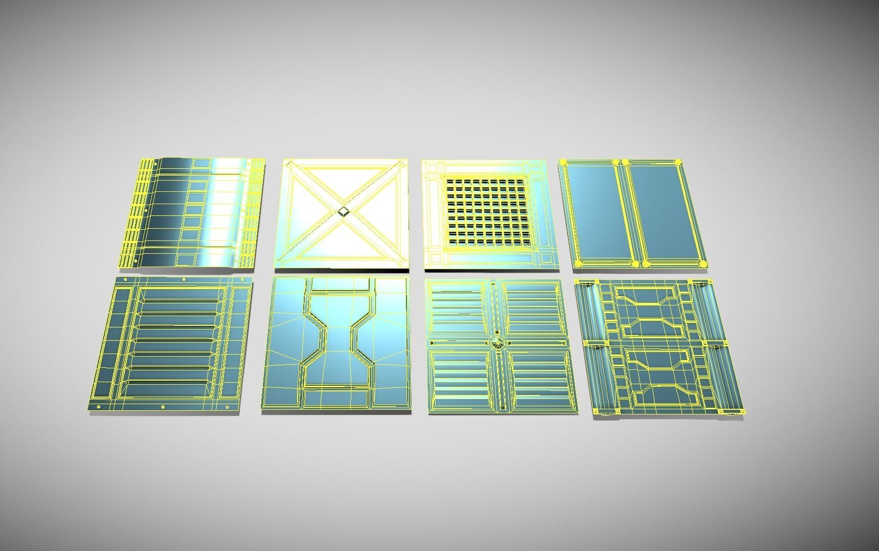 Extreme low-poly sci-fi Floor Panels Low-poly 3D model_11