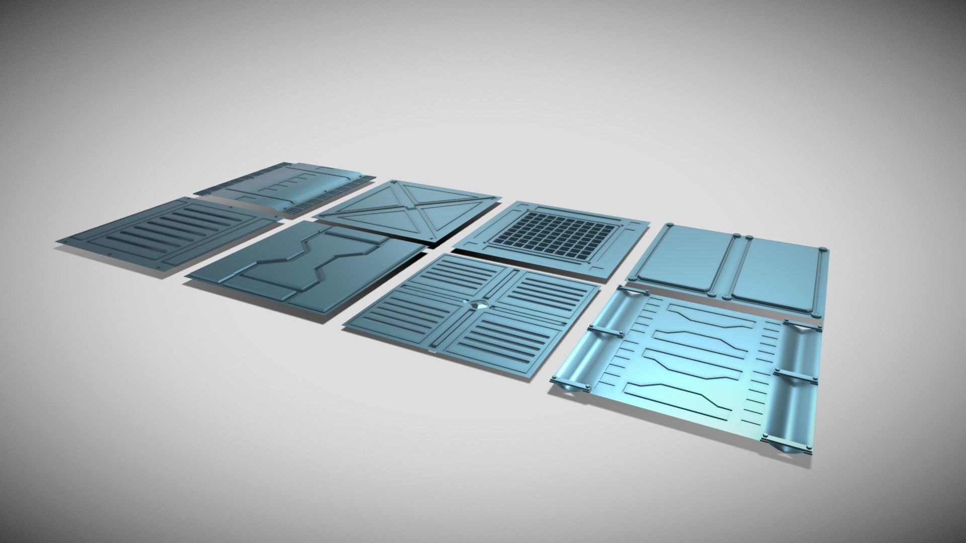 Extreme low-poly sci-fi Floor Panels Low-poly 3D model_2