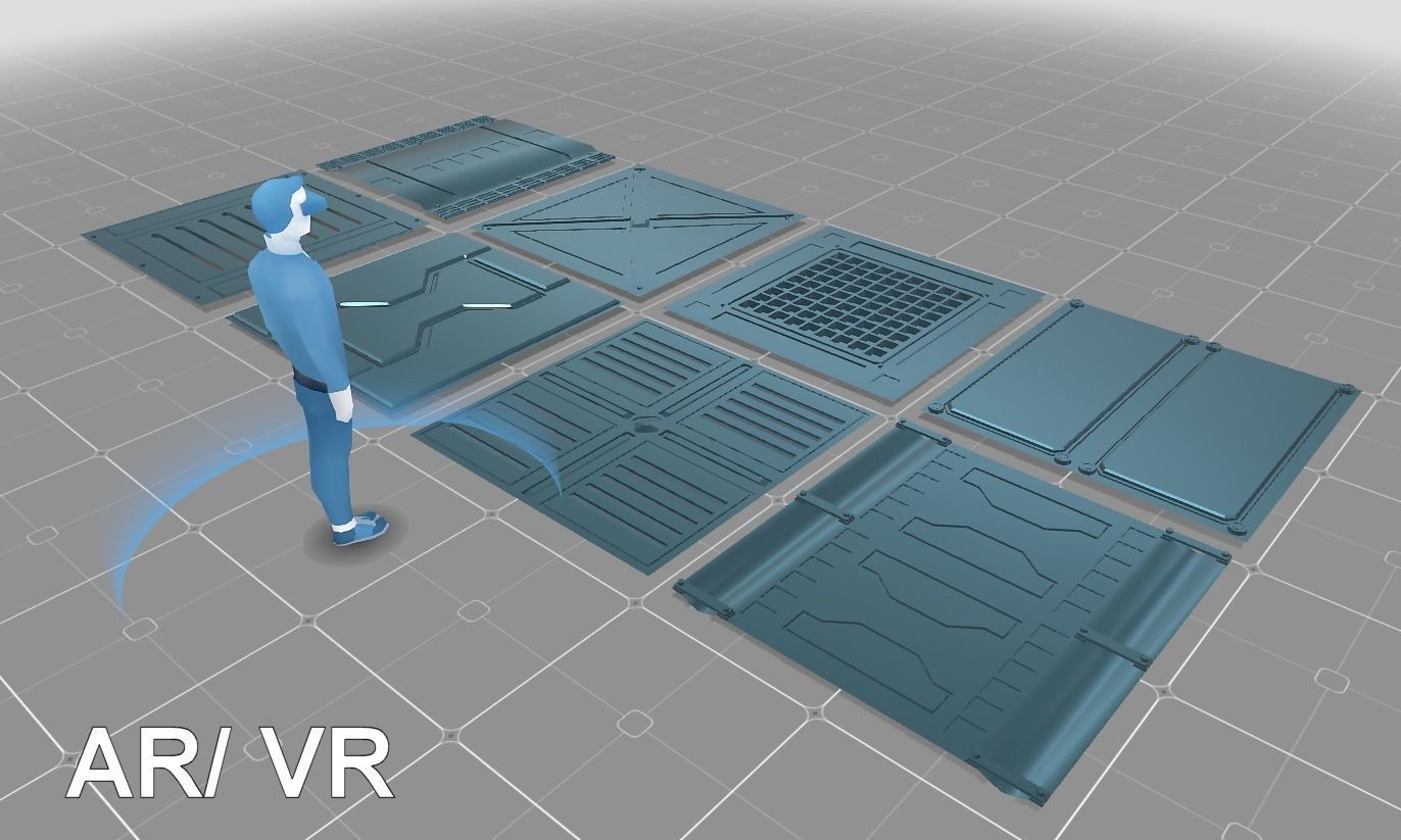 Extreme low-poly sci-fi Floor Panels Low-poly 3D model_1