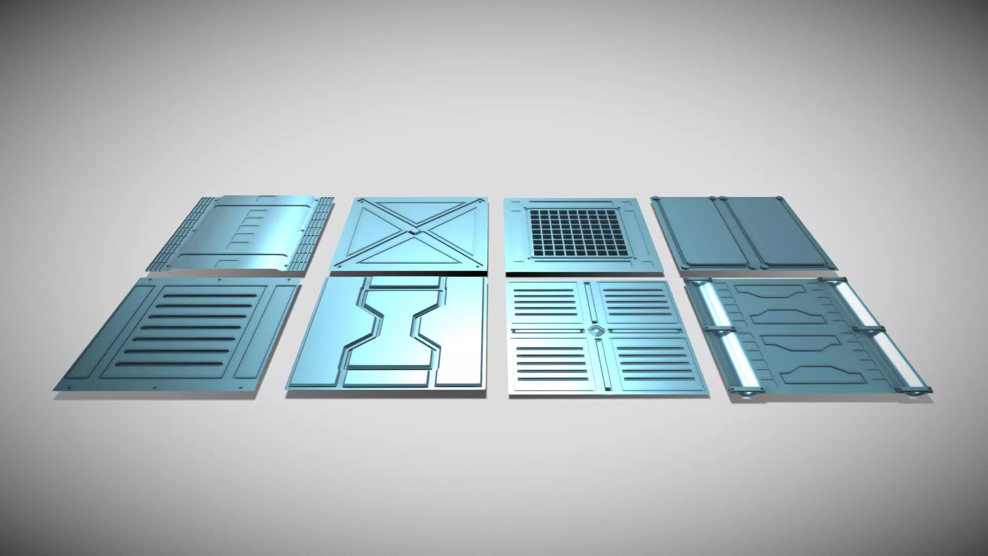 Extreme low-poly sci-fi Floor Panels Low-poly 3D model_0