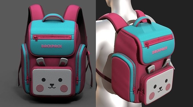 Backpack Camping toy Color baggage bag  Low-poly 3D model