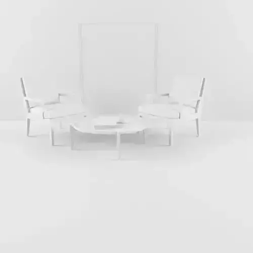 3d armchair room with two chairs and coffee table