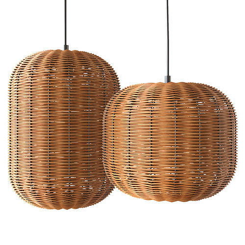 Rattan And Metal Ceiling Lamp 3D model