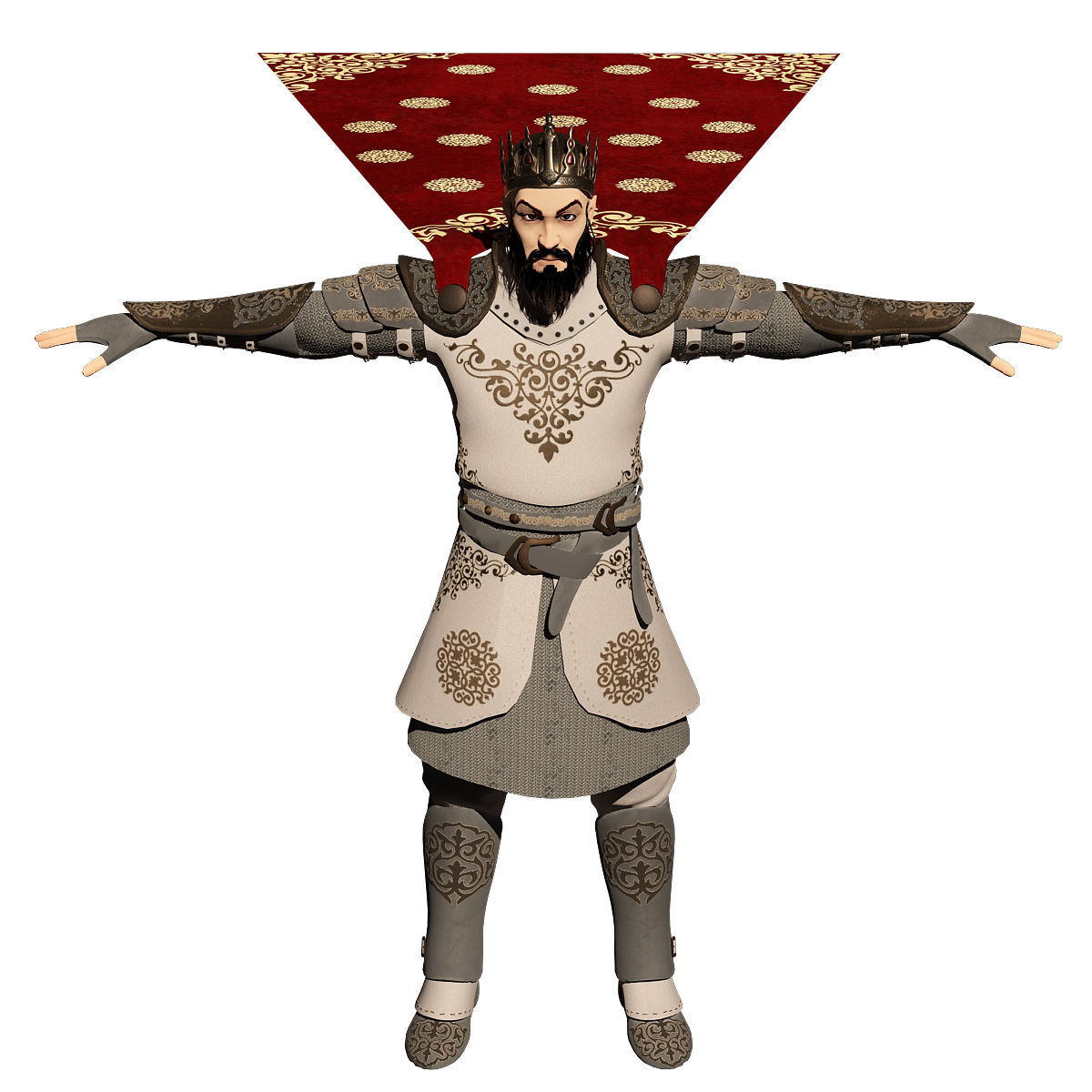 king warior character game rady 3d model Low-poly 3D model_1