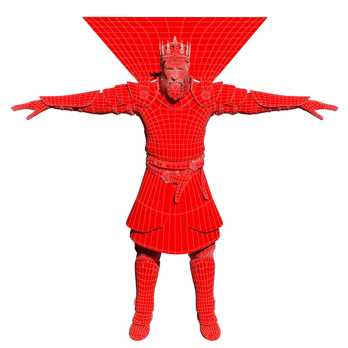 king warior character game rady 3d model Low-poly 3D model_6