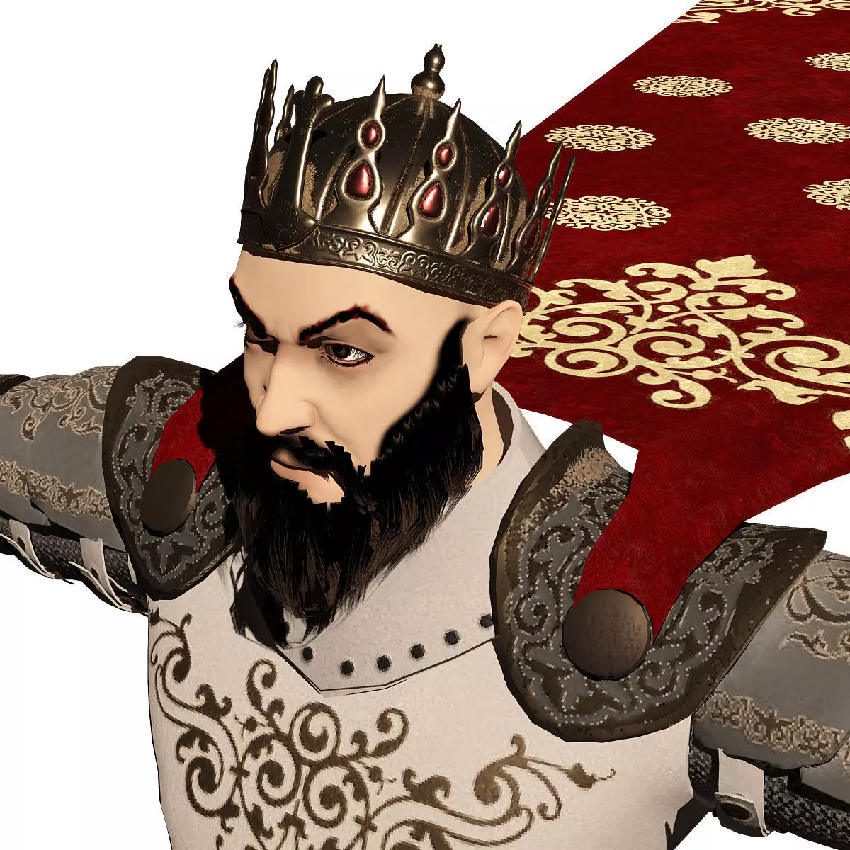 king warior character game rady 3d model Low-poly 3D model_0