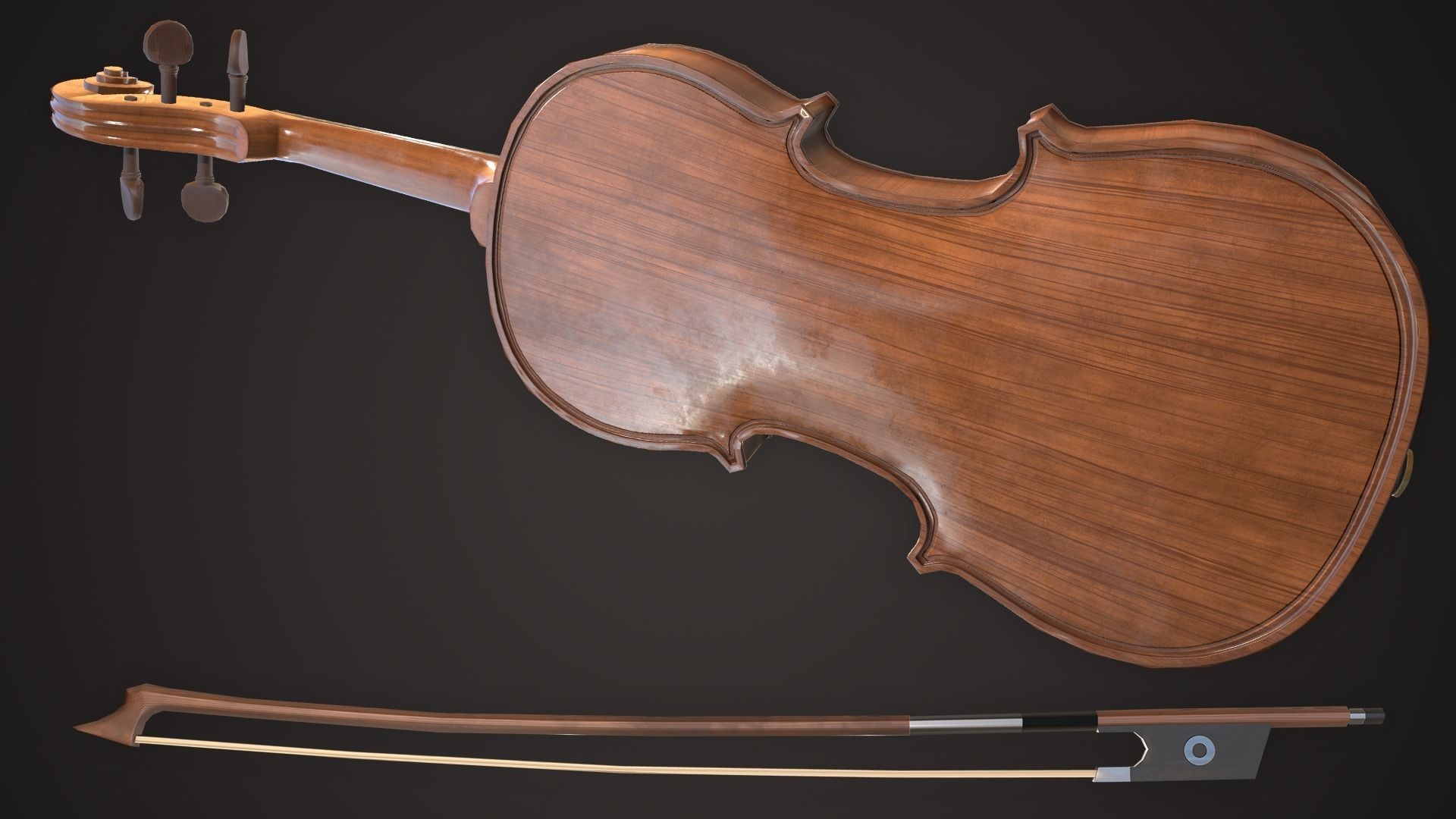 Violin Game ready Low-poly 3D model_5