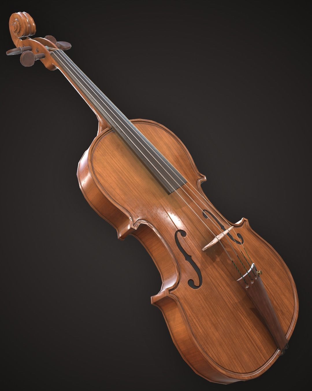 Violin Game ready Low-poly 3D model_1
