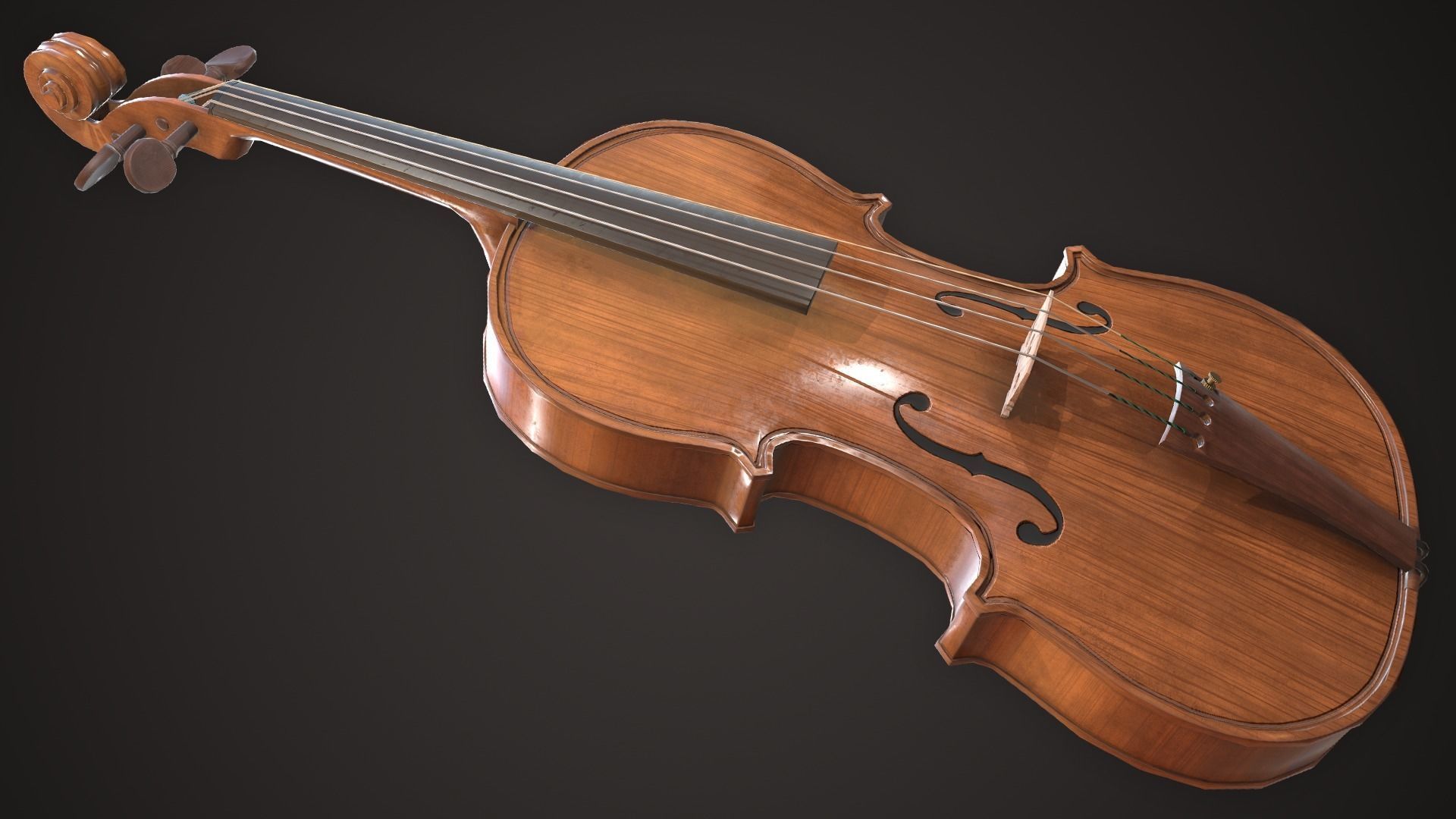 Violin Game ready Low-poly 3D model_4