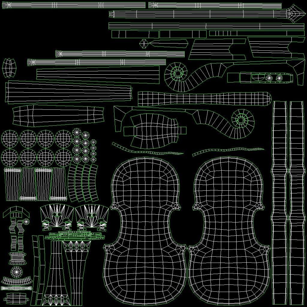 Violin Game ready Low-poly 3D model_7