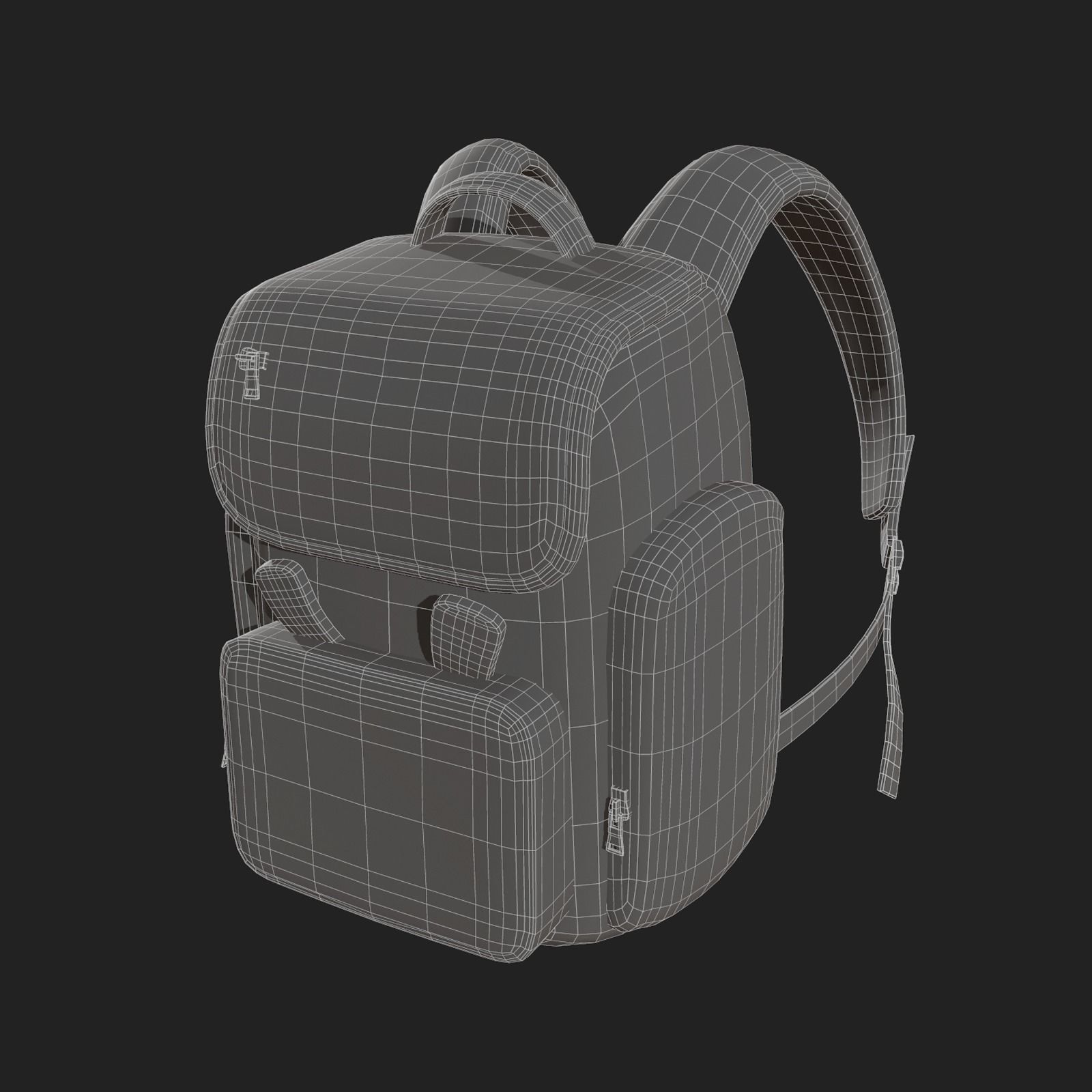 Backpack Camping bag baggage pockets product Low-poly 3D model_13