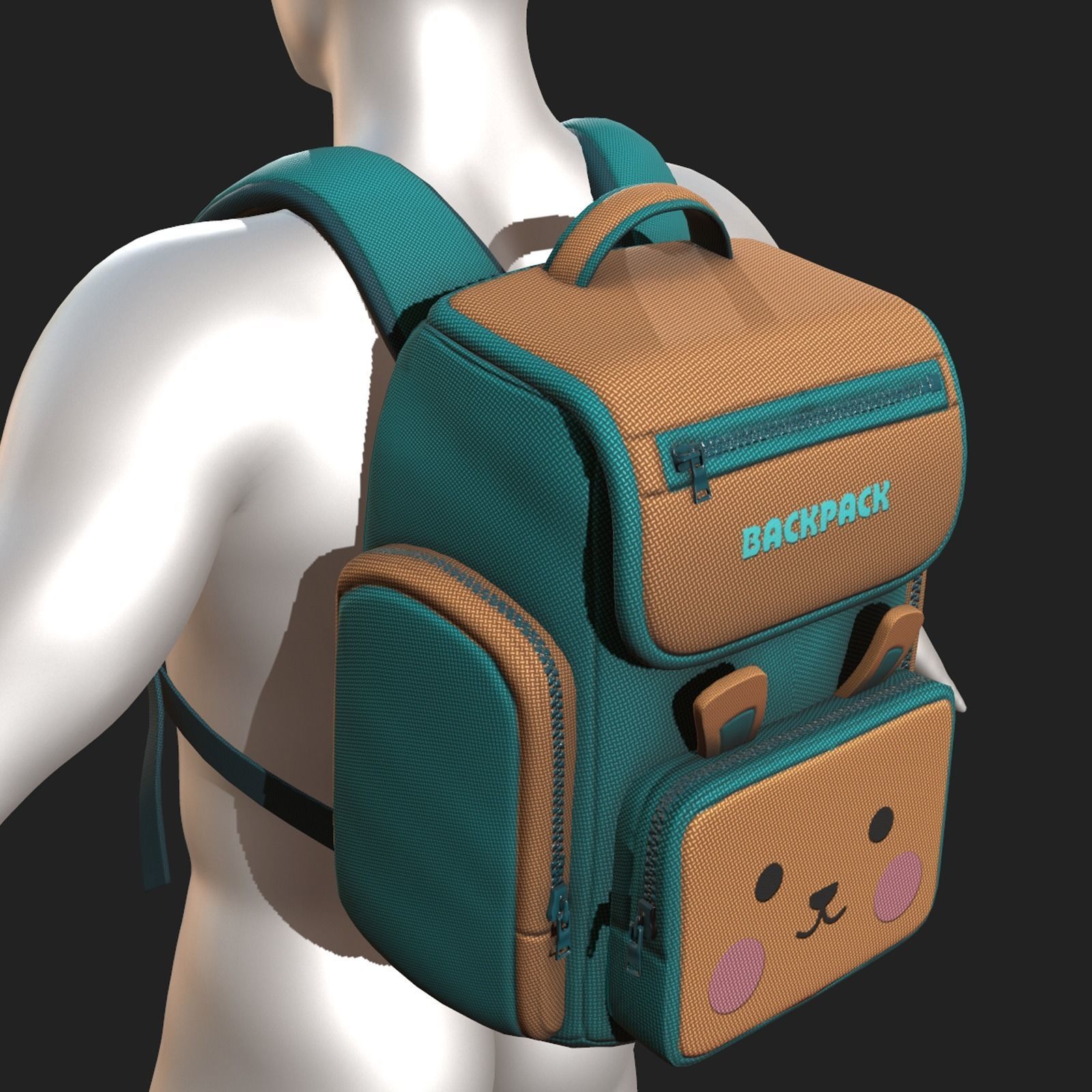 Backpack Camping bag baggage pockets product Low-poly 3D model_4