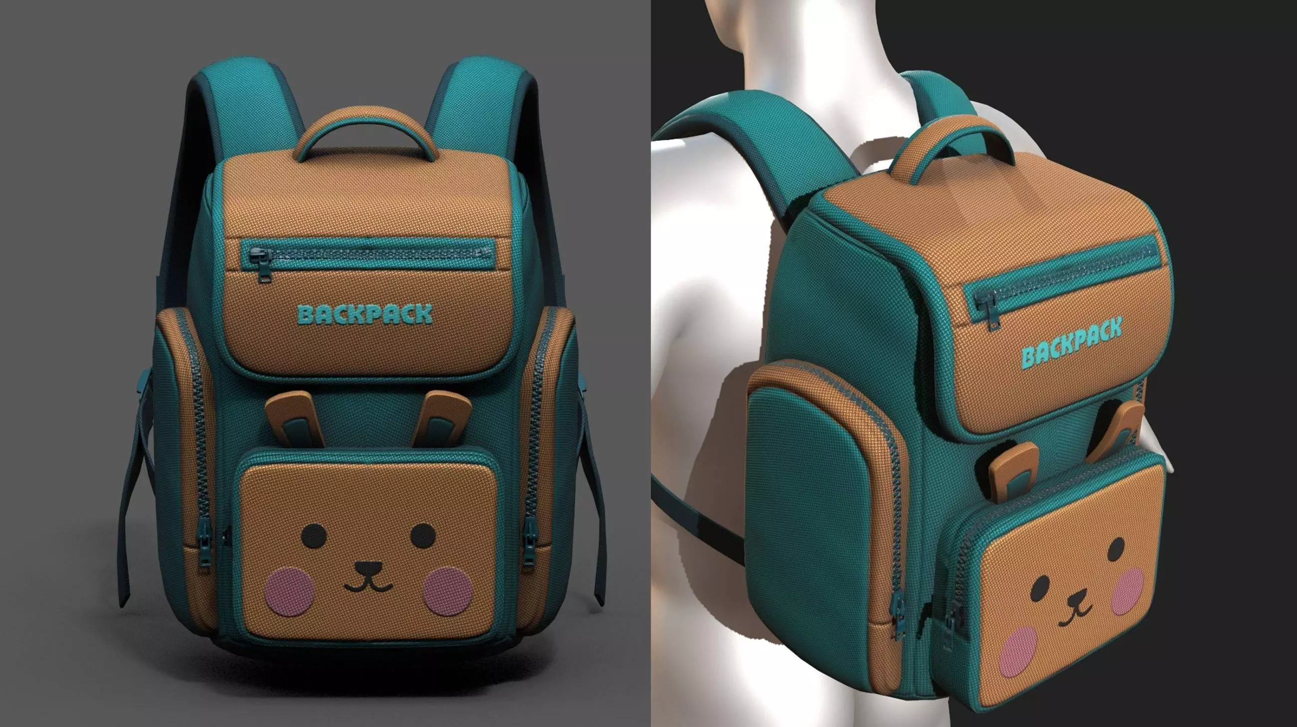 Backpack Camping bag baggage pockets product Low-poly 3D model_0
