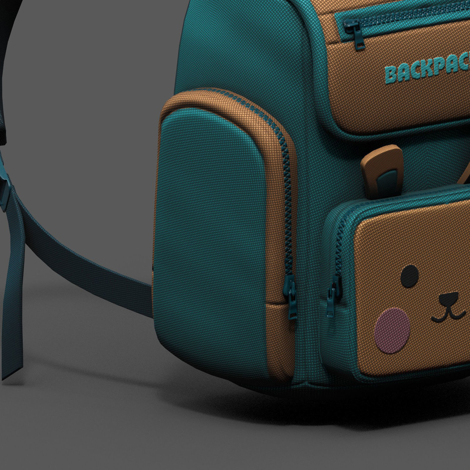 Backpack Camping bag baggage pockets product Low-poly 3D model_10