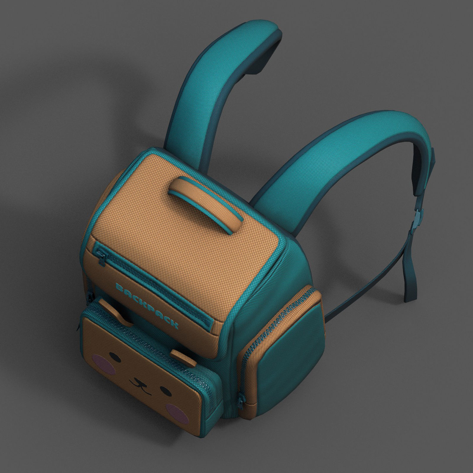 Backpack Camping bag baggage pockets product Low-poly 3D model_7