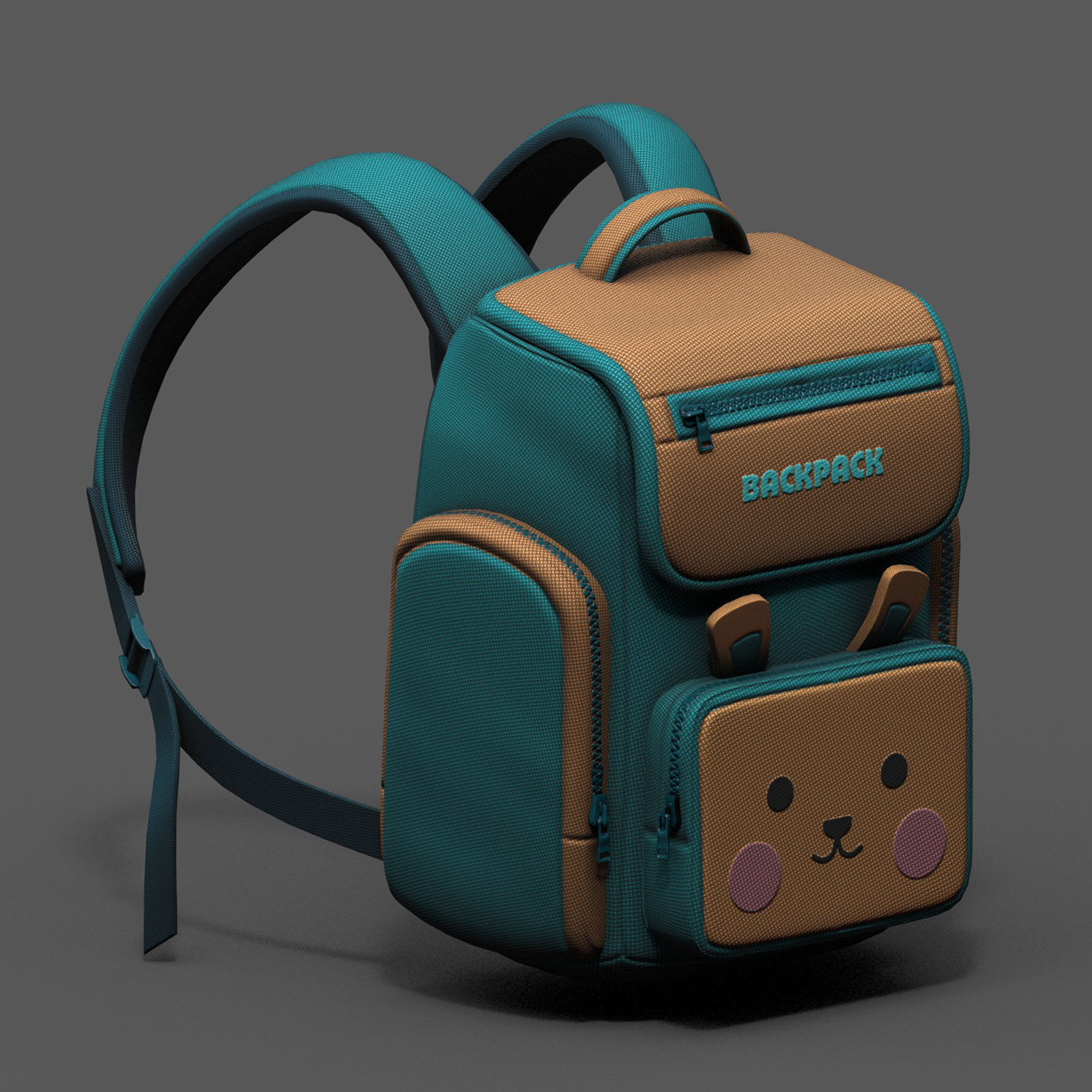 Backpack Camping bag baggage pockets product Low-poly 3D model_2