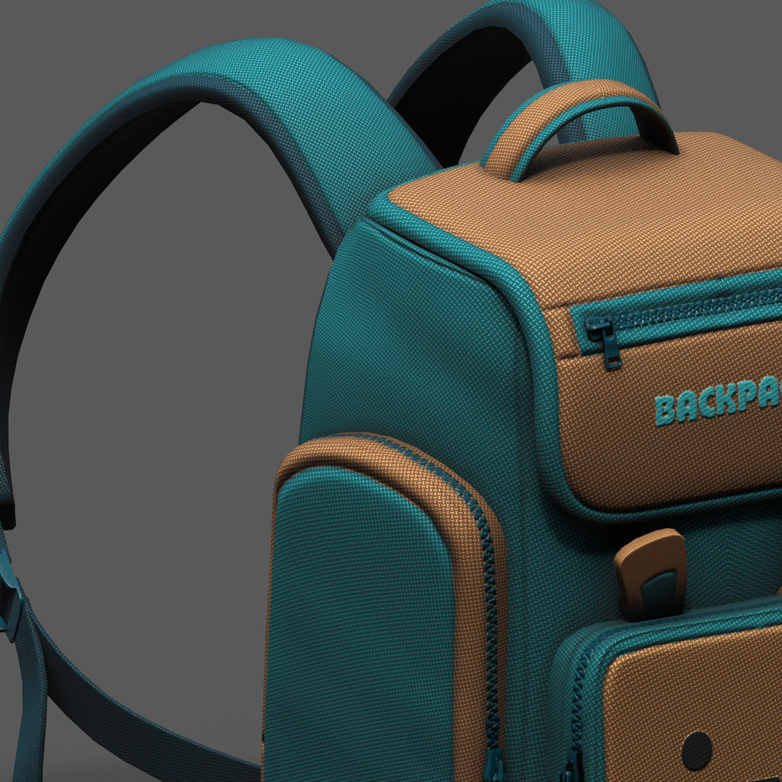 Backpack Camping bag baggage pockets product Low-poly 3D model_9