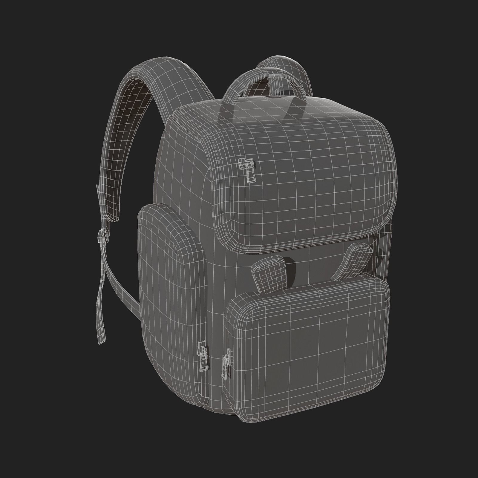 Backpack Camping bag baggage pockets product Low-poly 3D model_12