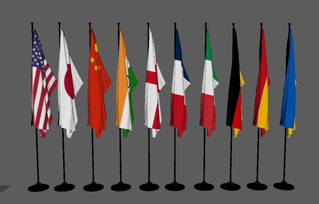 Country Flag 3D Model Collection 3D model_1