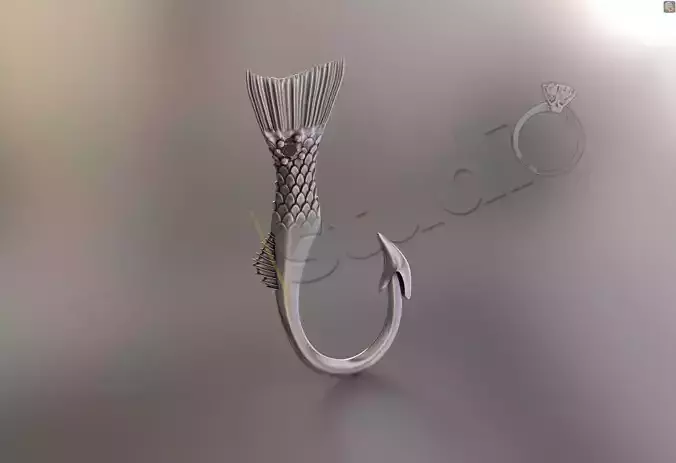 Red Drum - RedFish jewelry pendant with gem 3d model