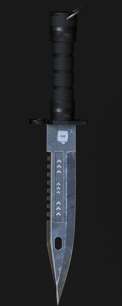 Modeling mapping and texturing a knife Low-poly 3D model_2