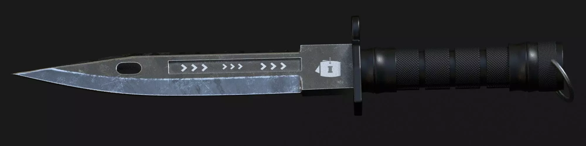 Modeling mapping and texturing a knife Low-poly 3D model_0