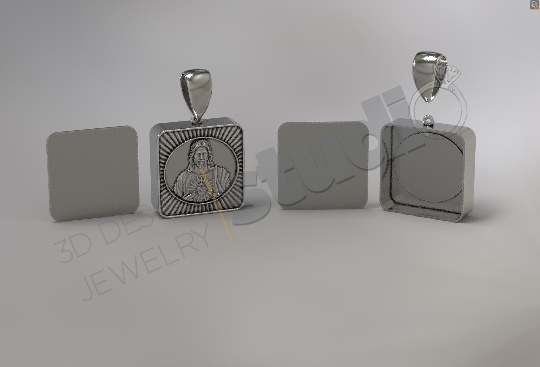 Urn pendant for human ash with Jesus Christ  3D print model_1