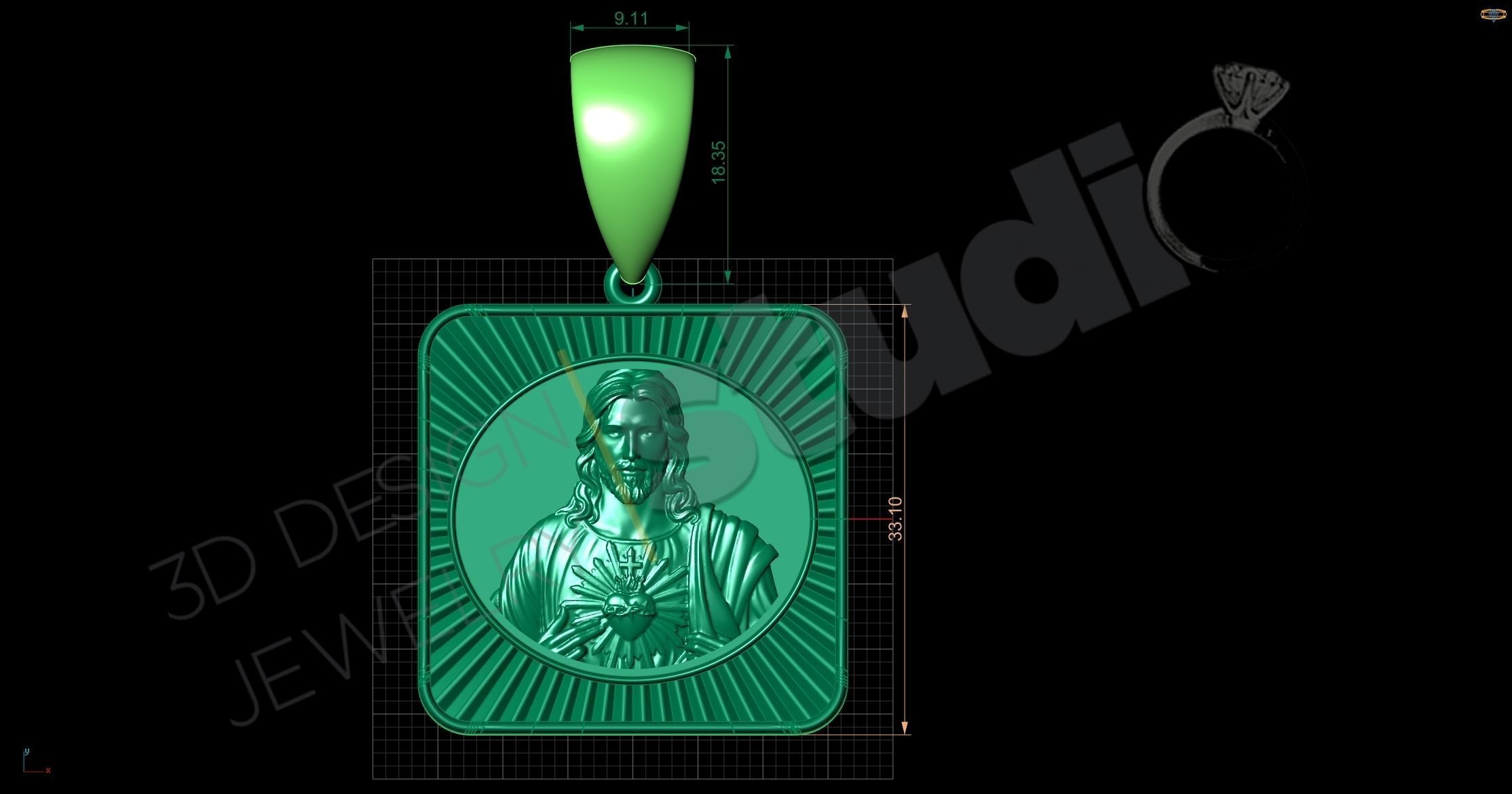 Urn pendant for human ash with Jesus Christ  3D print model_2