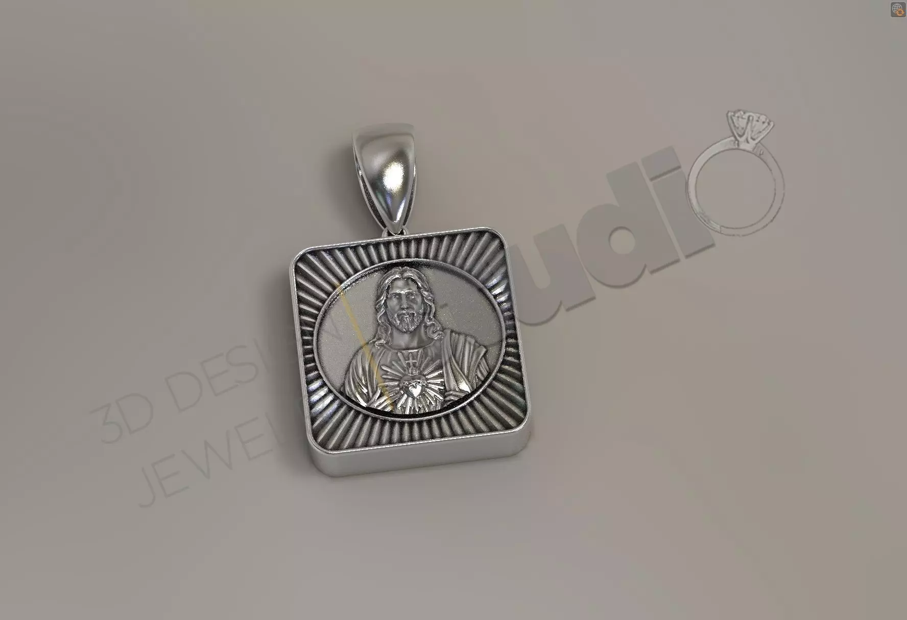 Urn pendant for human ash with Jesus Christ  3D print model_0