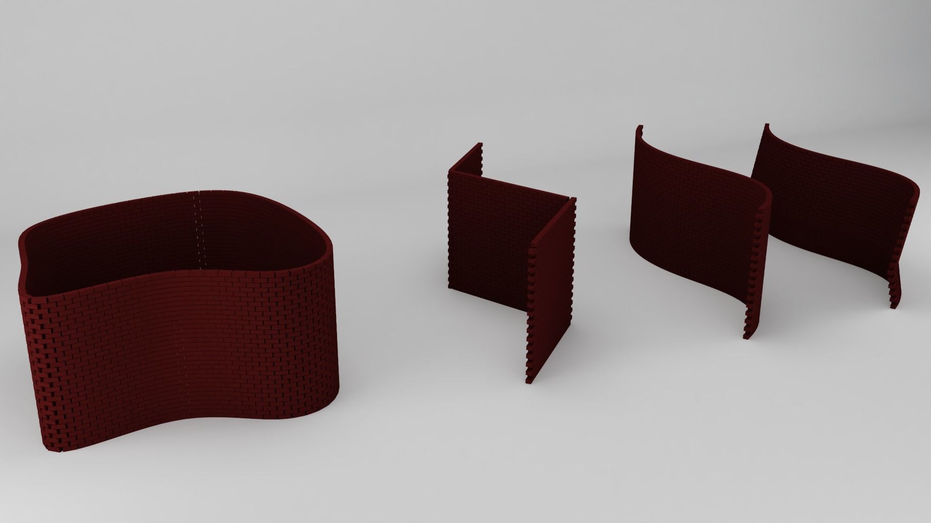 Parametric Brick Wall 3D model_1