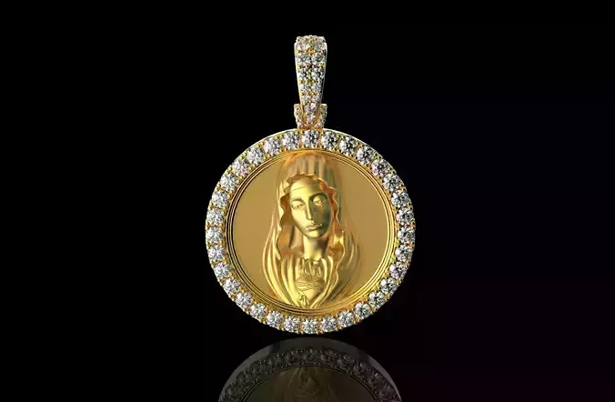 Virgin Mary With Diamonds Pendant