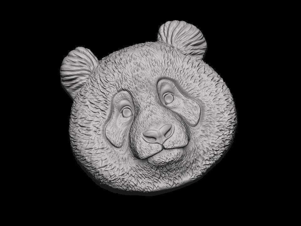 Panda bas relief pendant 3D print model 3D print model_8
