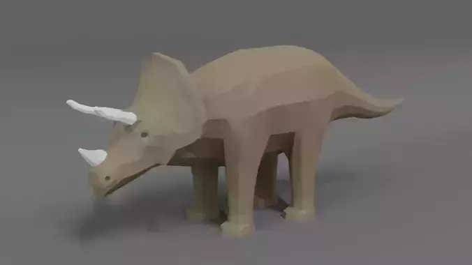 Low Poly Cartoon Triceratops Dinosaur
