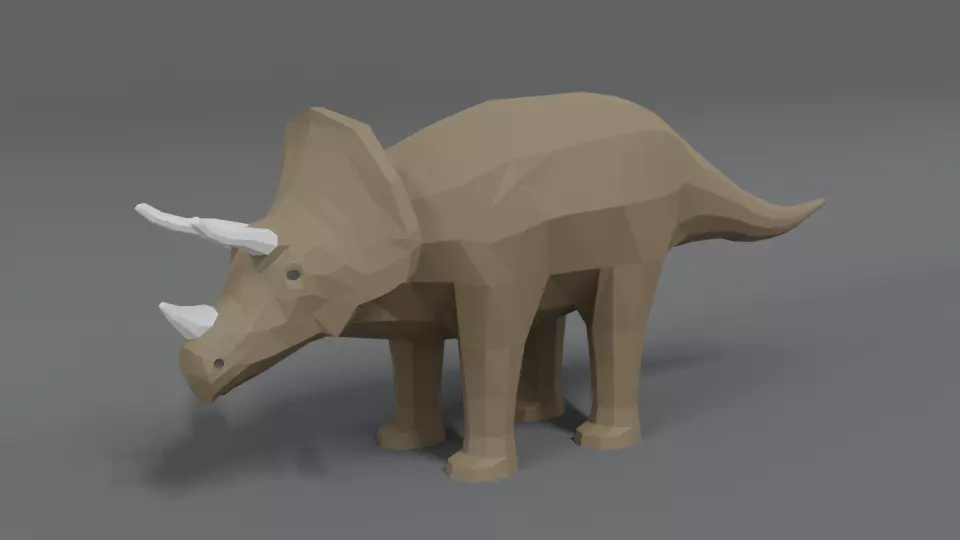 Low Poly Cartoon Triceratops Dinosaur Low-poly 3D model