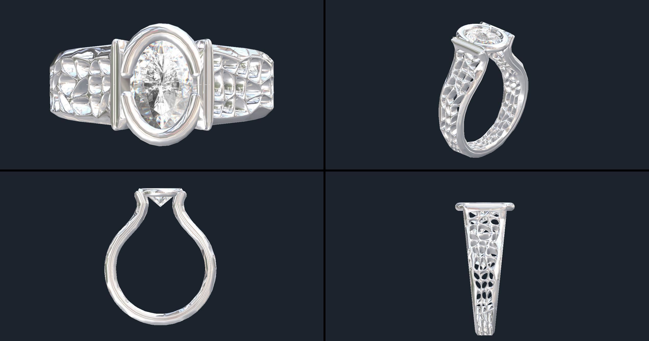 Anillo Solitario Elegante    Elegant Solitaire Ring 3D model_4