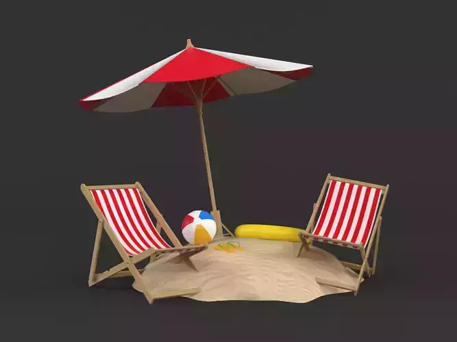Beach Umbrella and Chair