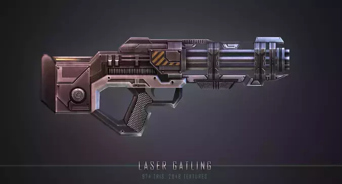 Laser Gatling Gun Low-poly 3D model