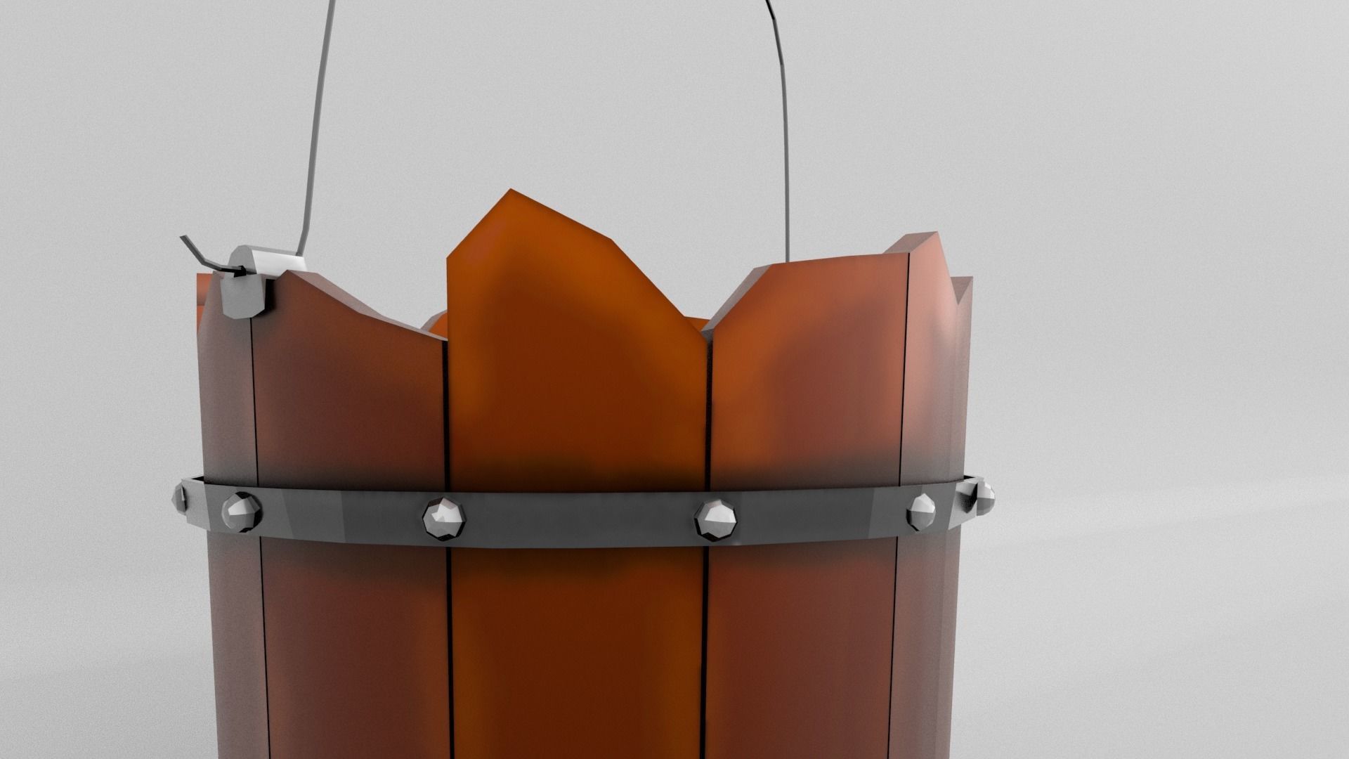 Simple Wooden Bucket 3D model_8