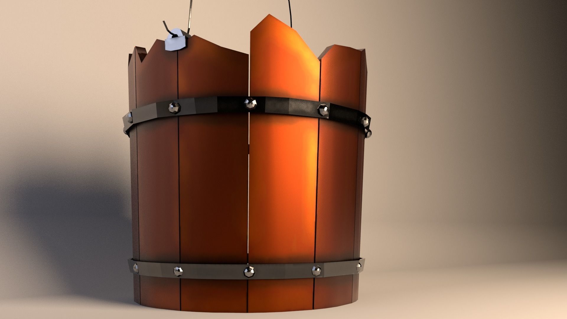 Simple Wooden Bucket 3D model_2