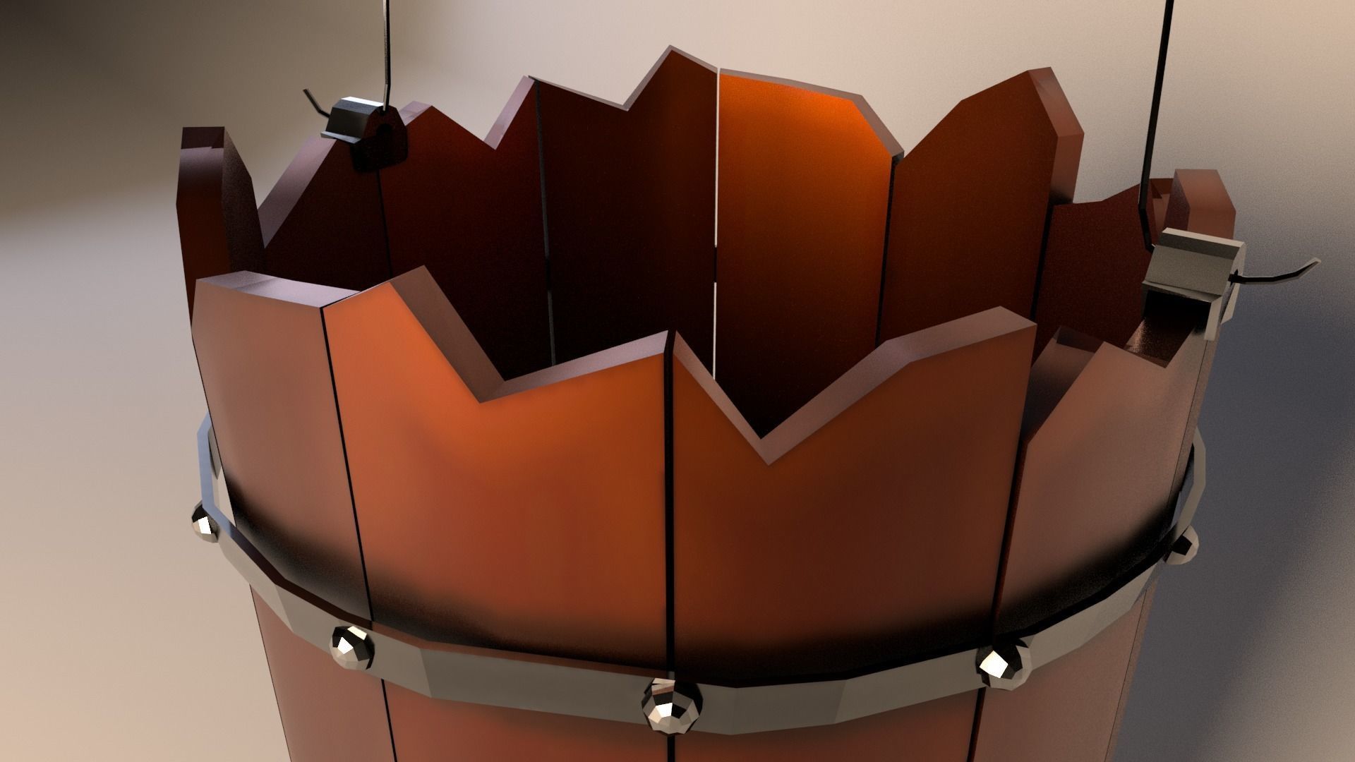 Simple Wooden Bucket 3D model_3