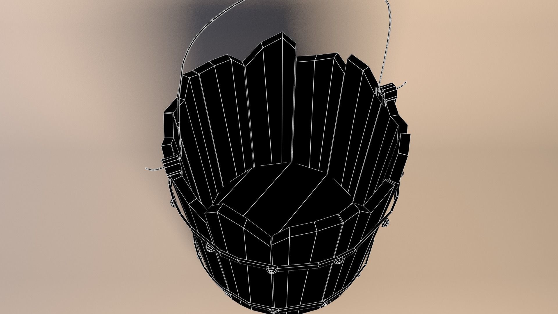 Simple Wooden Bucket 3D model_6