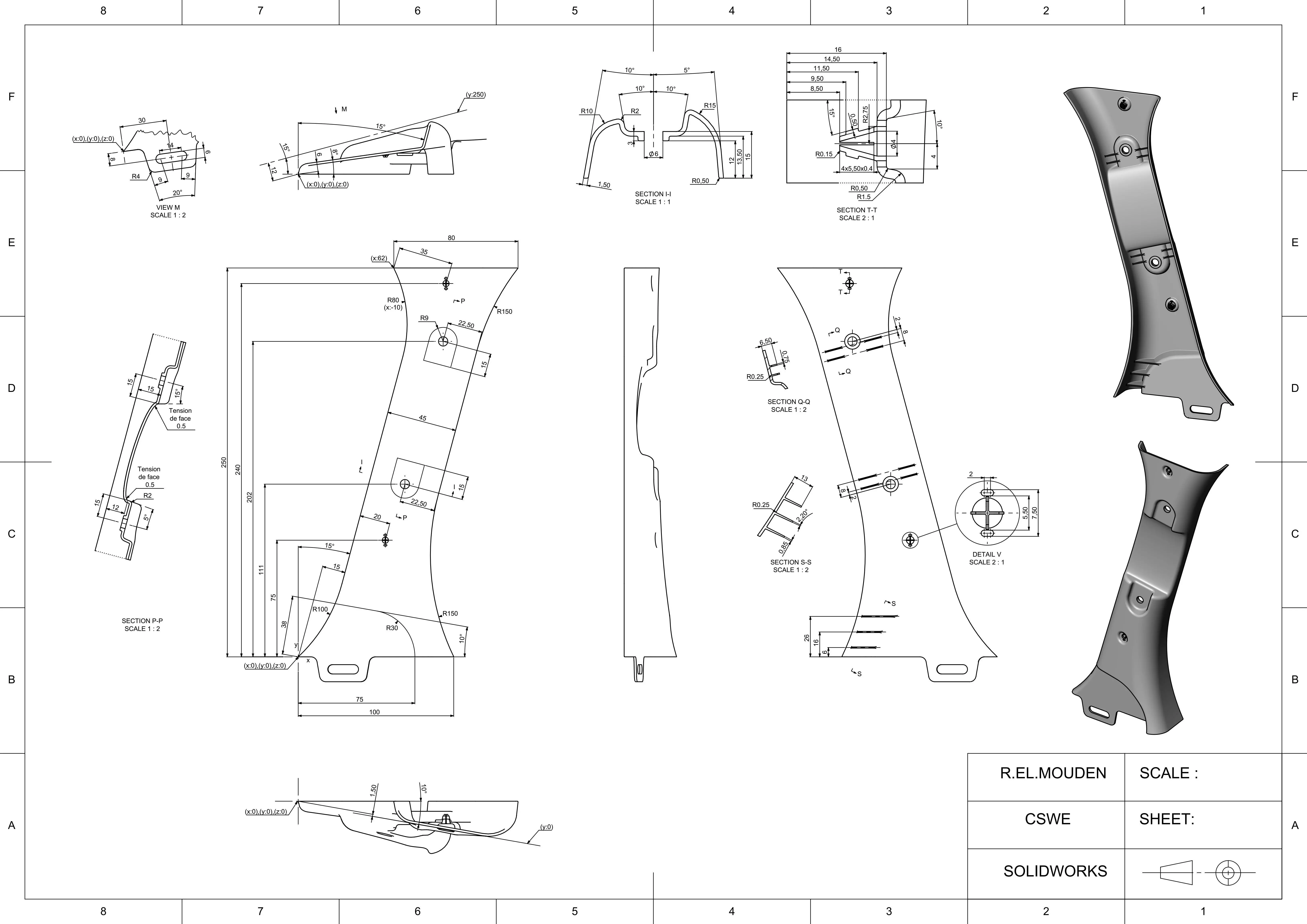 Interior trim pillar panel 3D print model