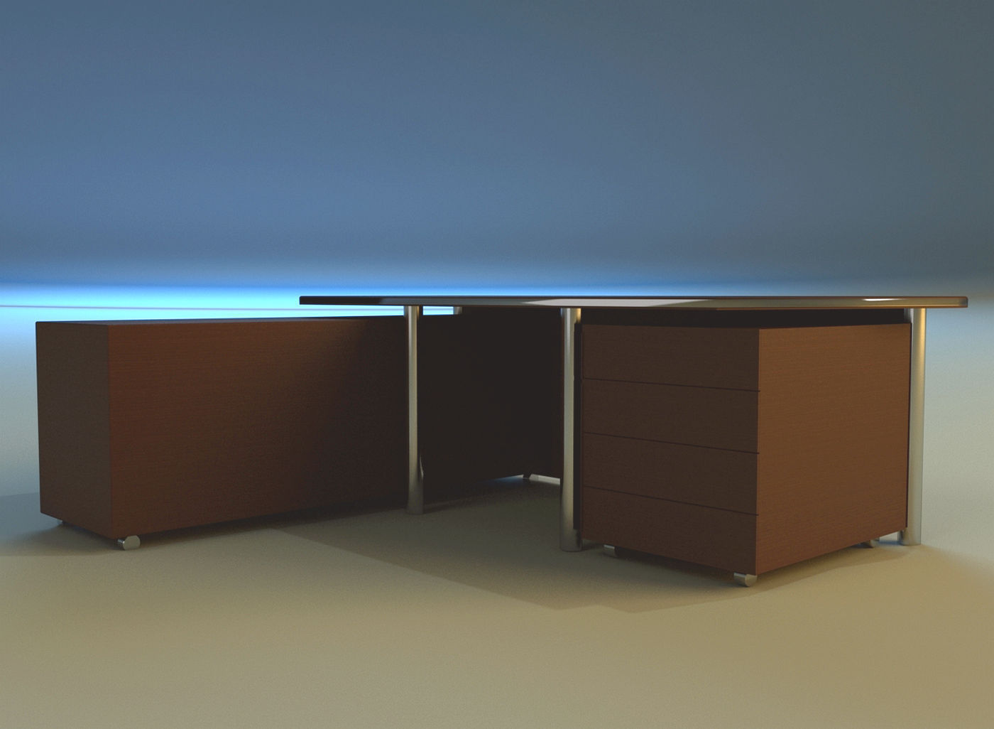 Computer table big 3D model_1