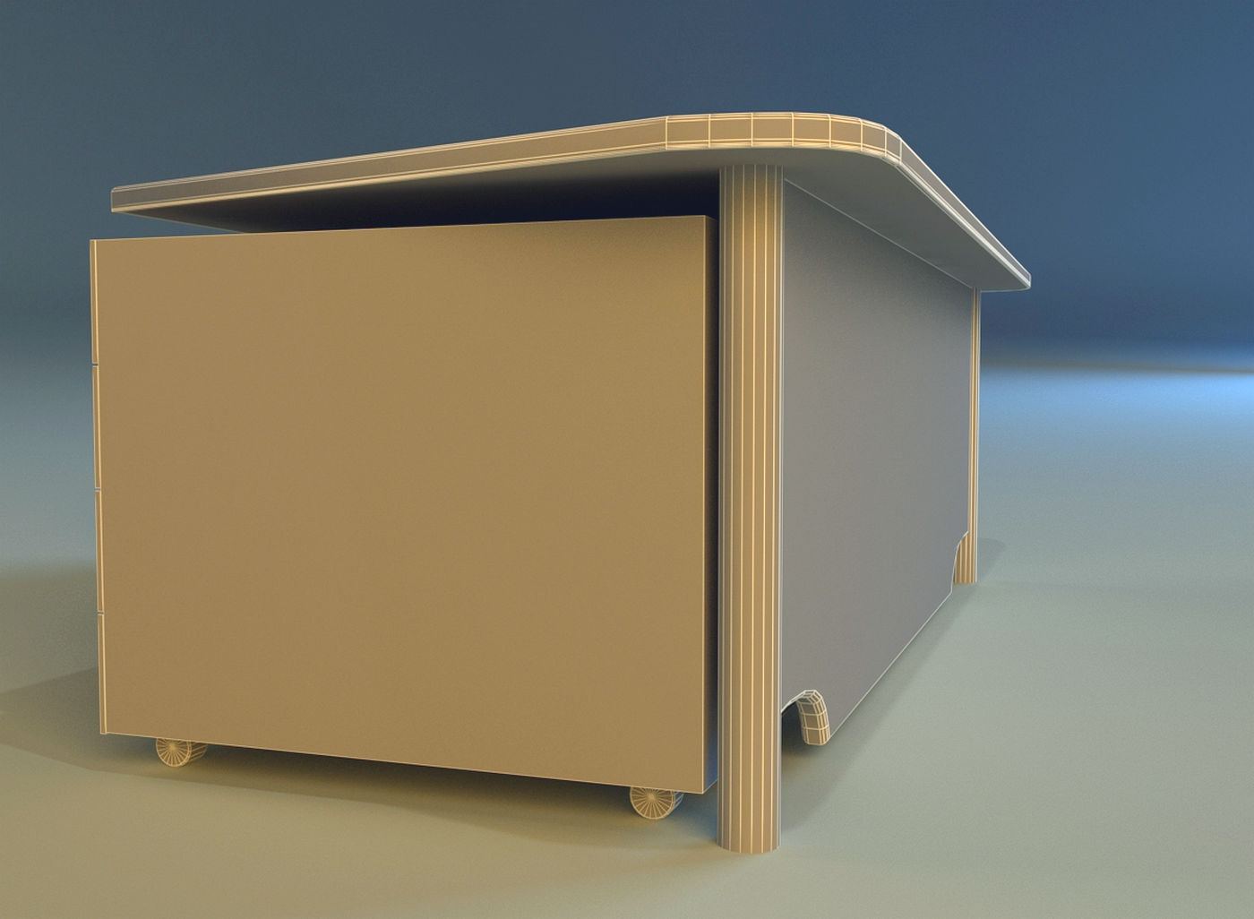 Computer table big 3D model_16