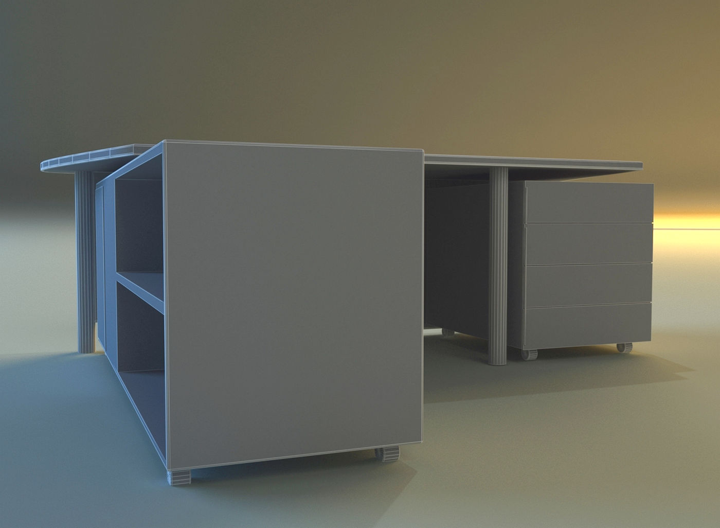 Computer table big 3D model_10